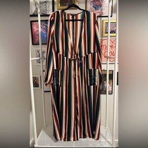 Torrid Multicoloured Stripe Open-Front Duster